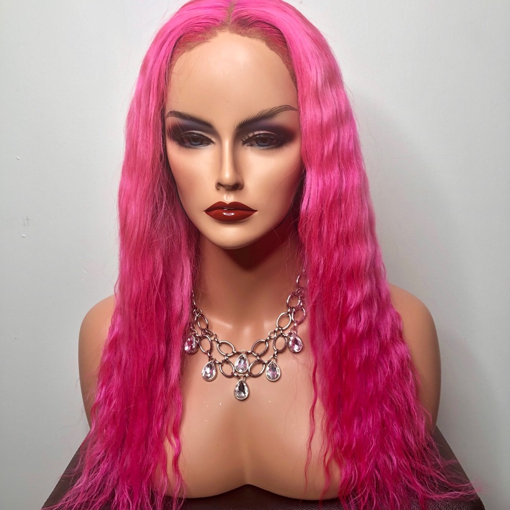 Pink lace front wig